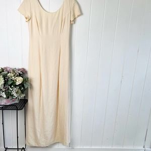 Vintage Bill Levkoff Pale Yellow Faux Button Back Gown
